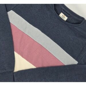 Marine Layer Sweatshirt Mens Medium Navy Pink Beige Colorblock Pullover Crewneck